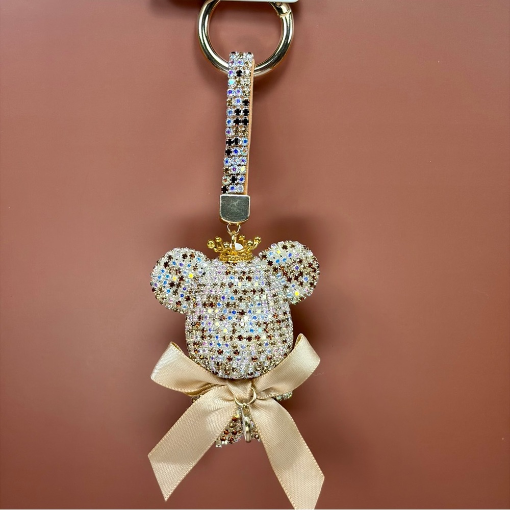 Bougie Crystal Teddy Bear Keychain with Bow
